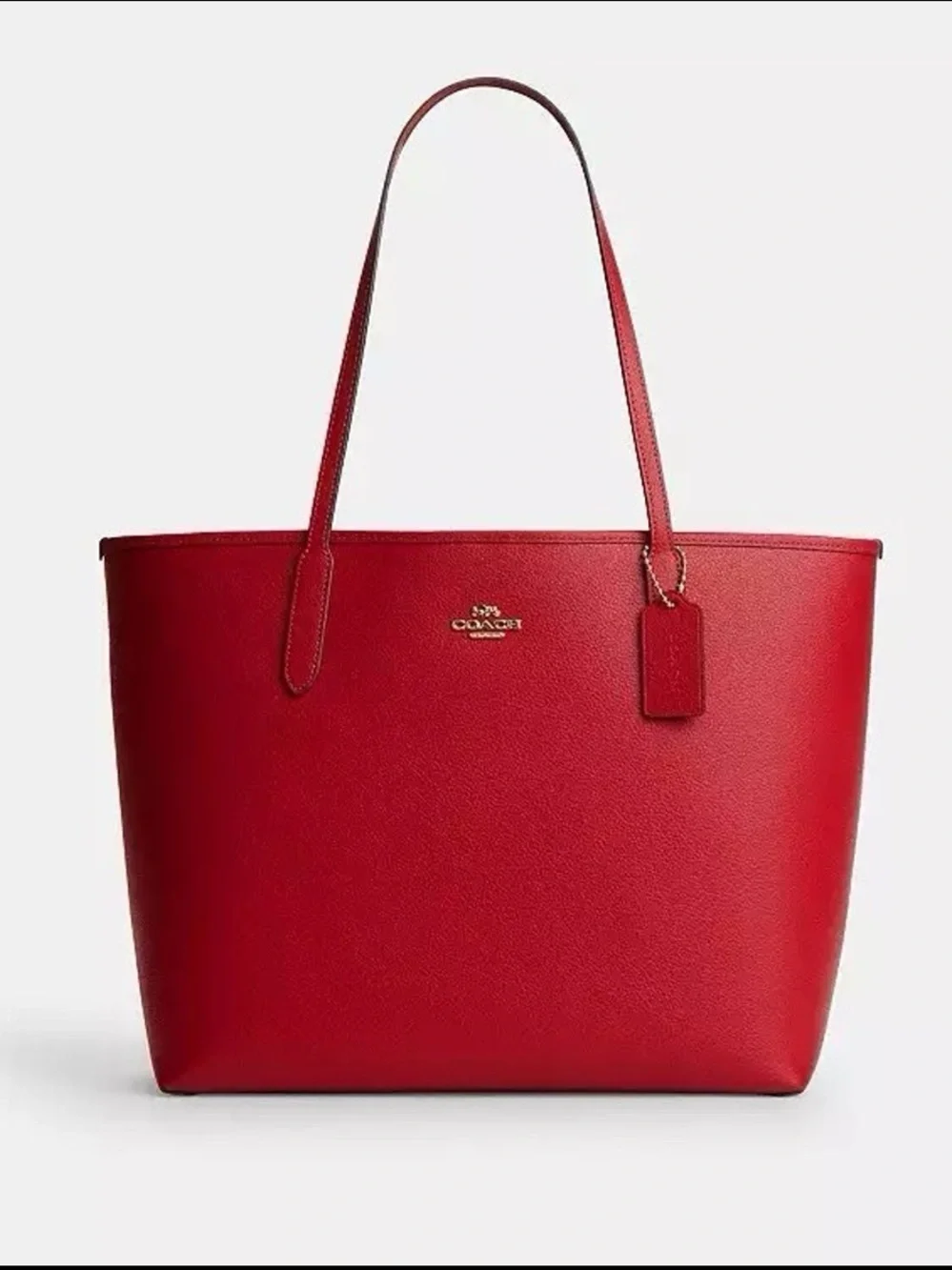 🎀 NWT Coach City Tote Bag In Leather CR111 BRIGHT CARDINAL